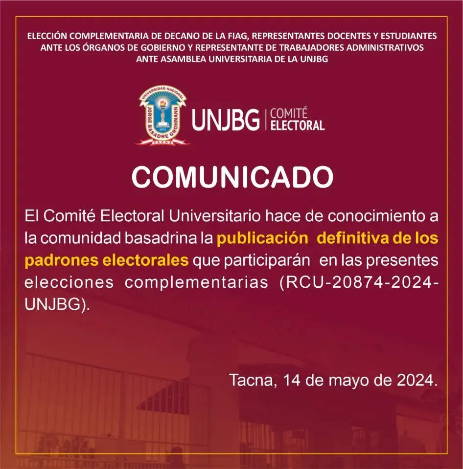 COMUNICADO - PUBLICACIÓN DEFINITIVA DE PADRONES ELECTORALES